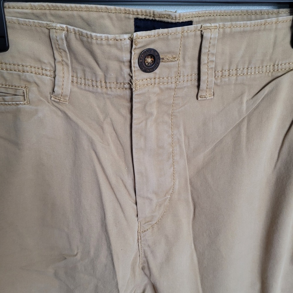 American Eagle Mens Skinny Chino Pants Khaki Tan 34/32 Straight Leg Slim Fit - Picture 10 of 10